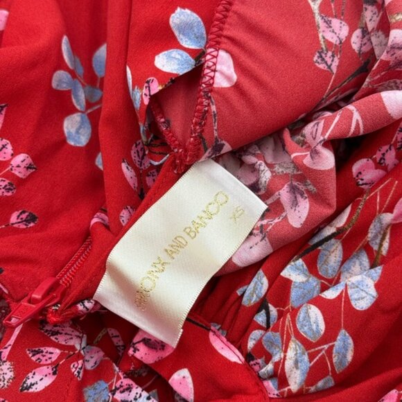 🆕 BRONX & BANCO 🧿 NWOT Bedouin Red Floral Ruffle Tiered Mini Dress, Sz XS US 2 - Picture 14 of 16